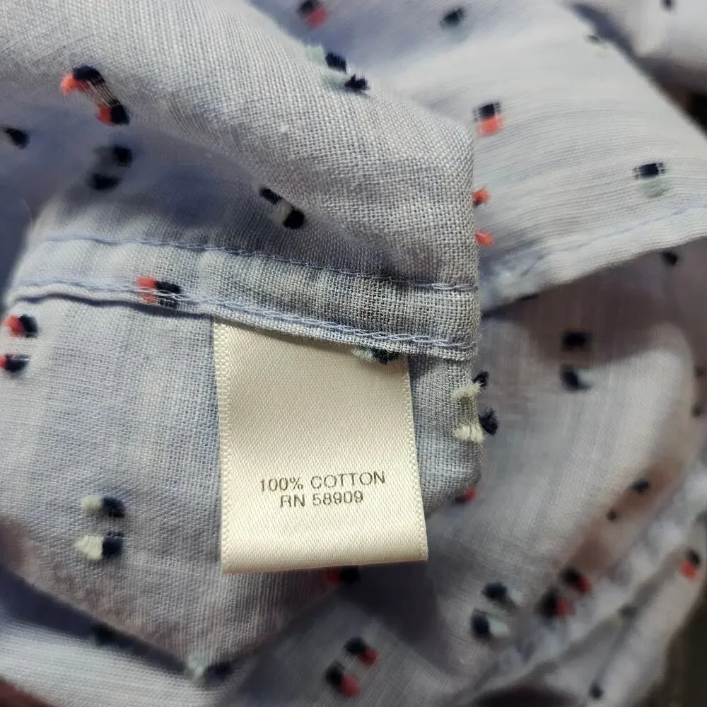 Rowm Big Button Down Shirt Mens 3XB Blue Speckled Casual Soft Cotton Long Sleeve